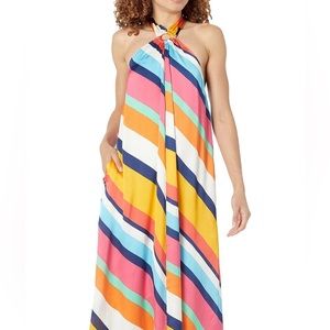 Striped Halter Maxi Dress in Multi-Color